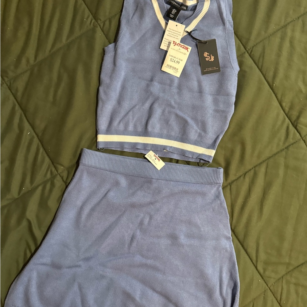 Sincerely Jules Light Blue Sleeveless Top and Skirt Set